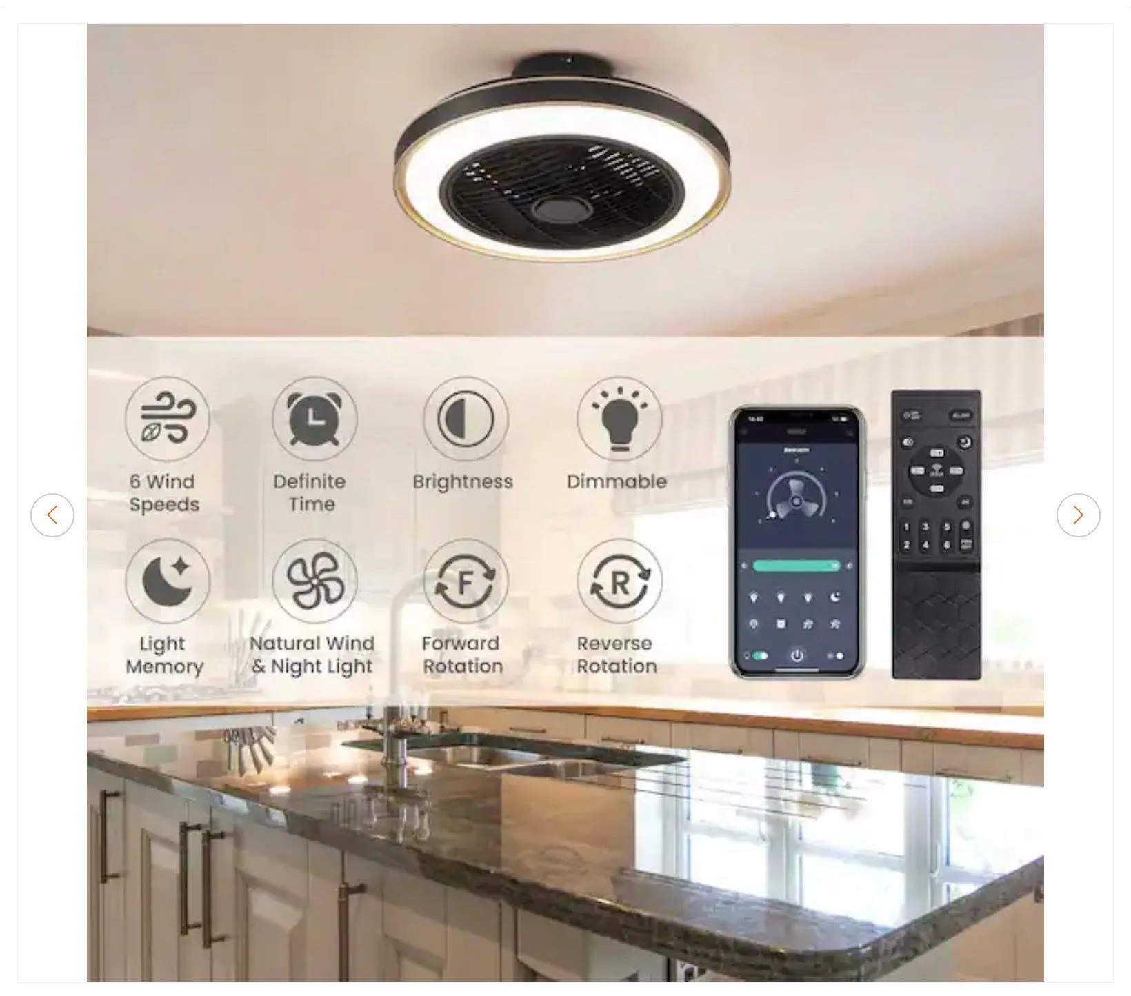 20 in. Black Caged Enclosed Ceiling Fan with LED Light - photo 2