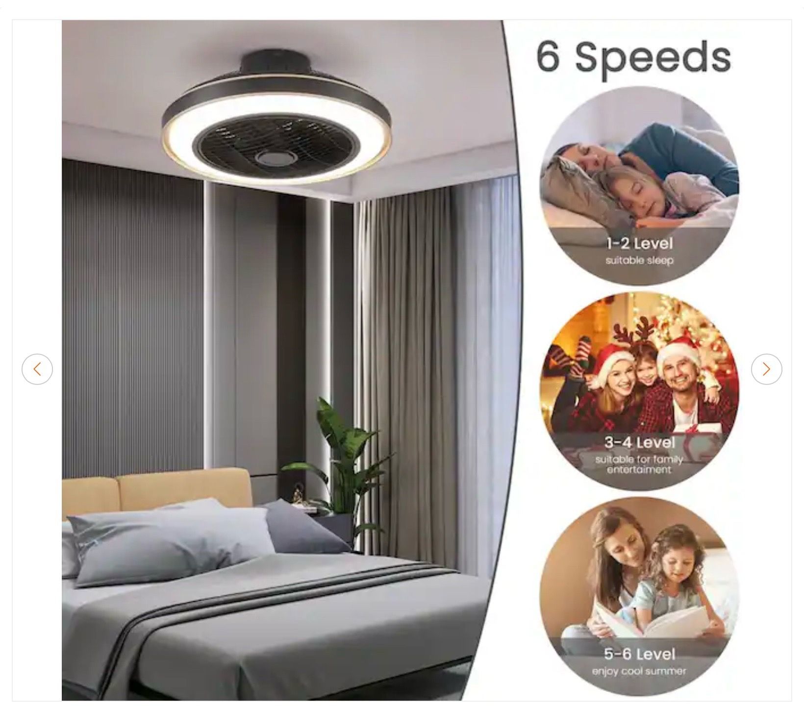 20 in. Black Caged Enclosed Ceiling Fan with LED Light - photo 4