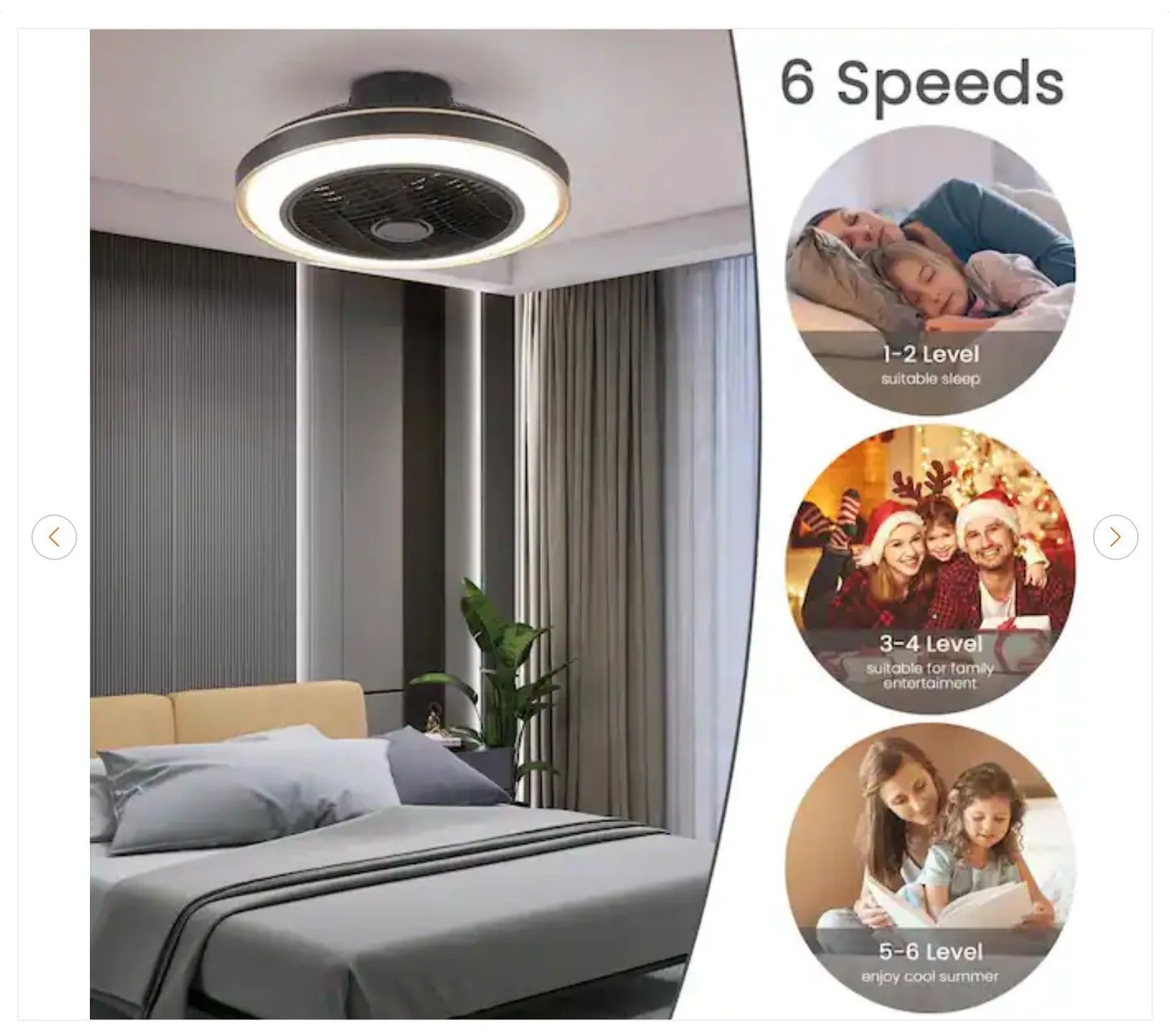 20 in. Black Caged Enclosed Ceiling Fan with LED Light - photo 4