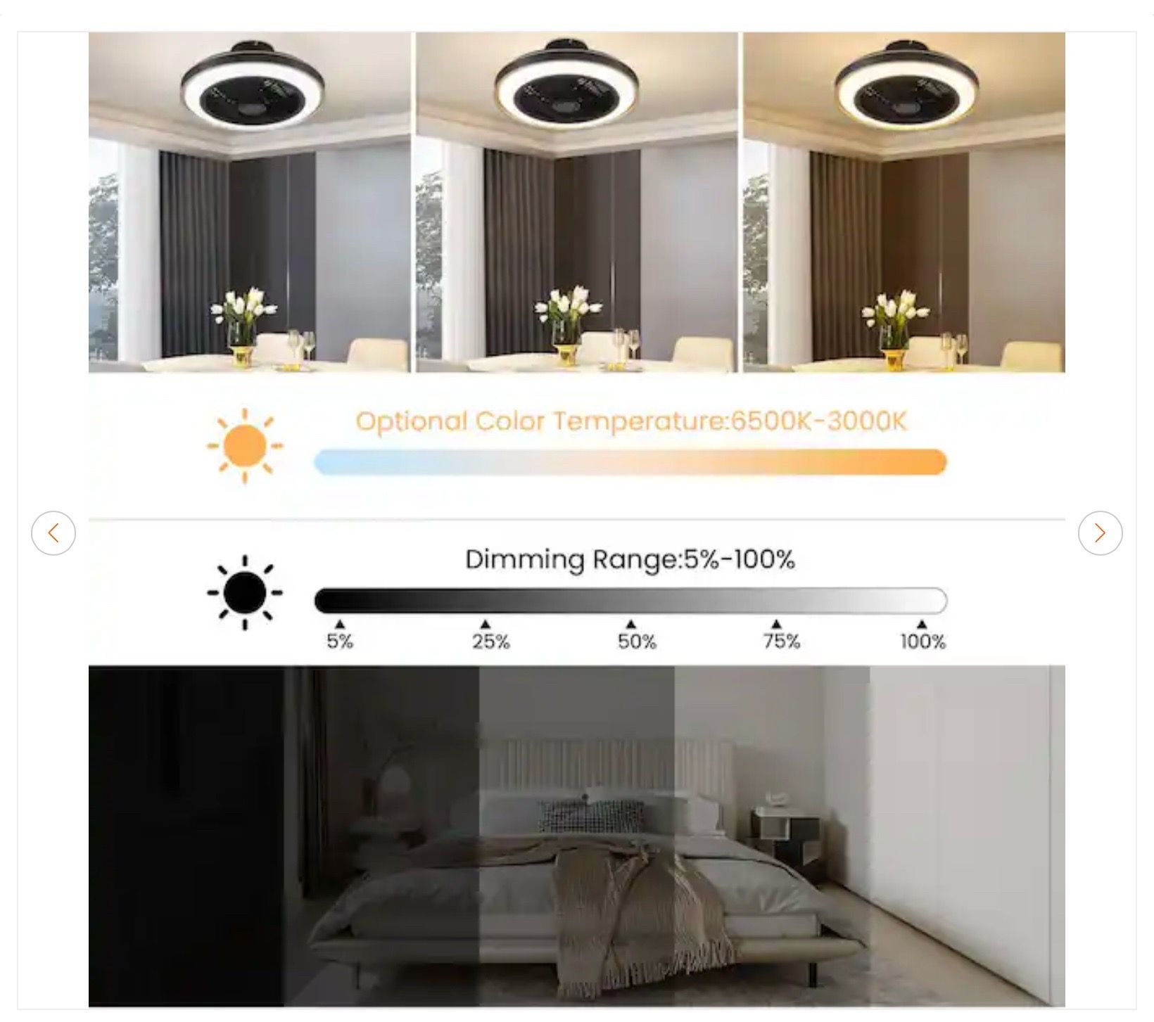 20 in. Black Caged Enclosed Ceiling Fan with LED Light - photo 5