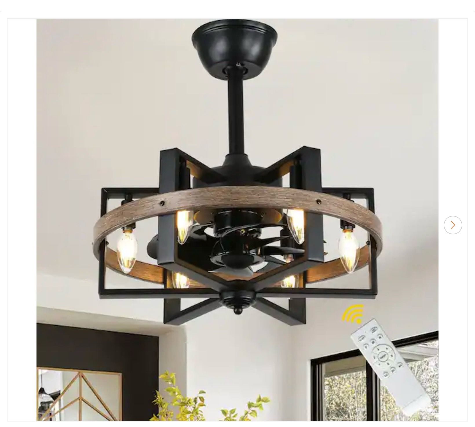 Vintlume 18 in. Industrial Brown Caged Ceiling Fan - New