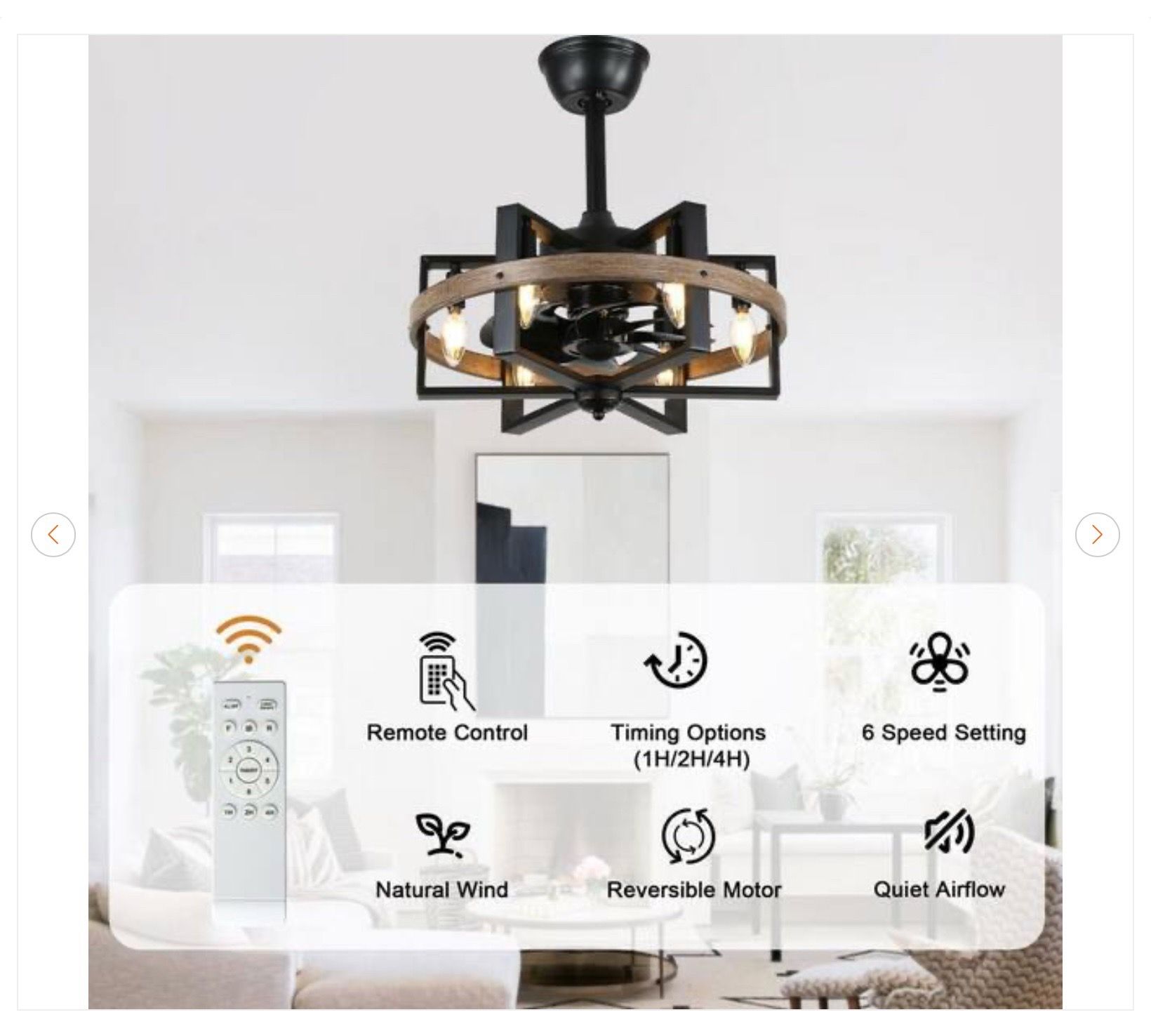 Vintlume 18 in. Industrial Brown Caged Ceiling Fan - New - photo 4