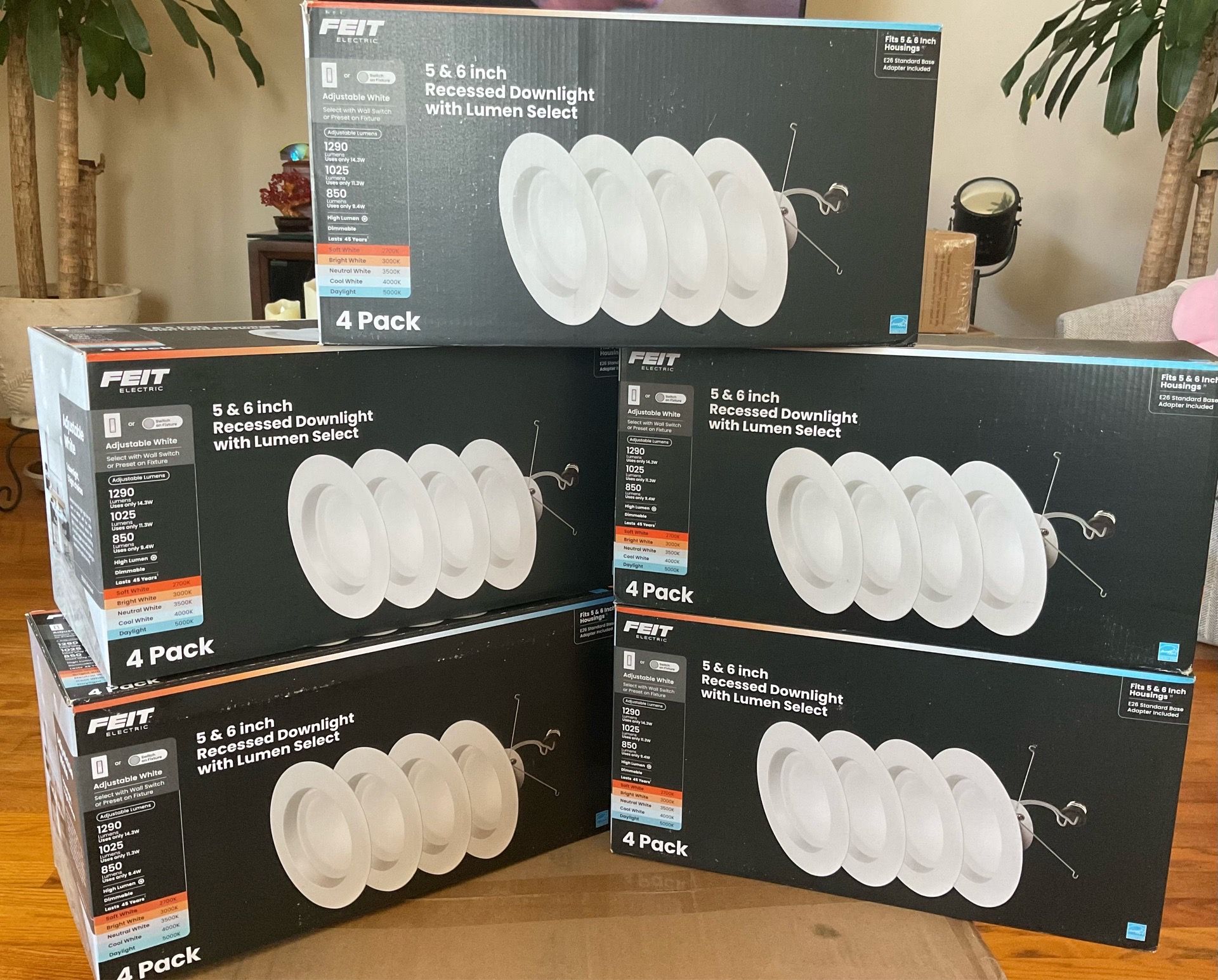 5/6 in. 1290 Lumens LED Retrofit Recessed Light Trim 20 Pack
