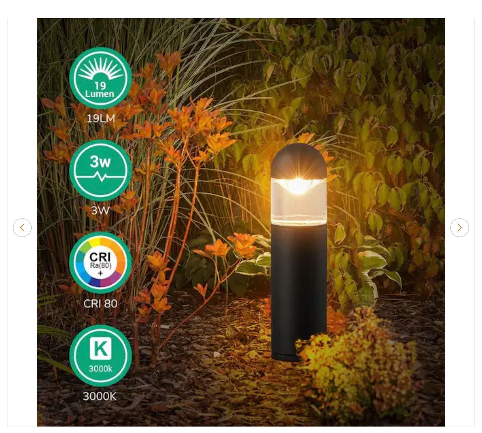 19 Lumens Black Plug-In Integrated LED Outdoor Path Lights - photo 5