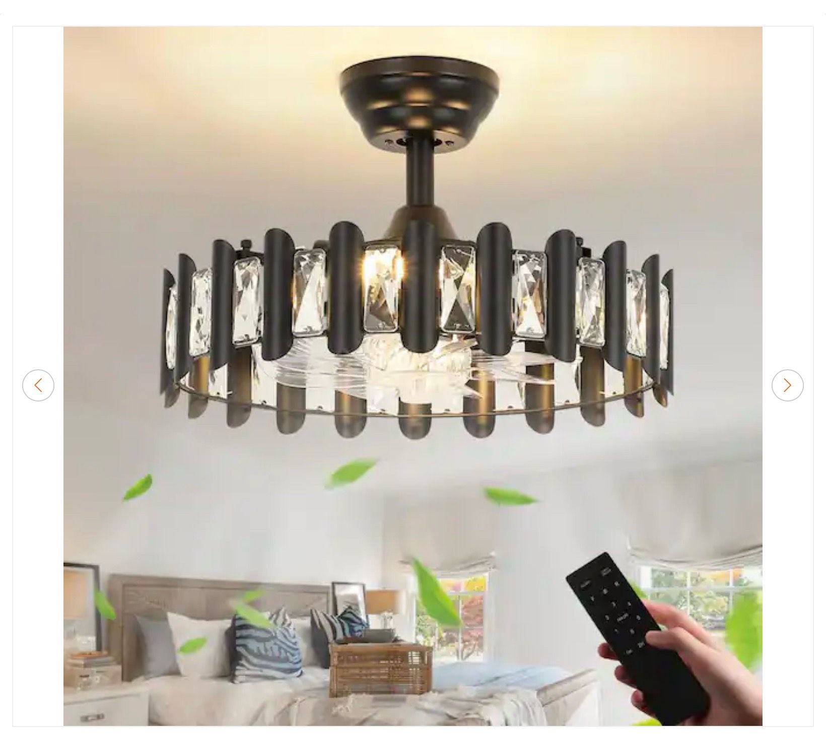 17.71 in. Indoor Modern Black Crystal Ceiling Fan - New - photo 3