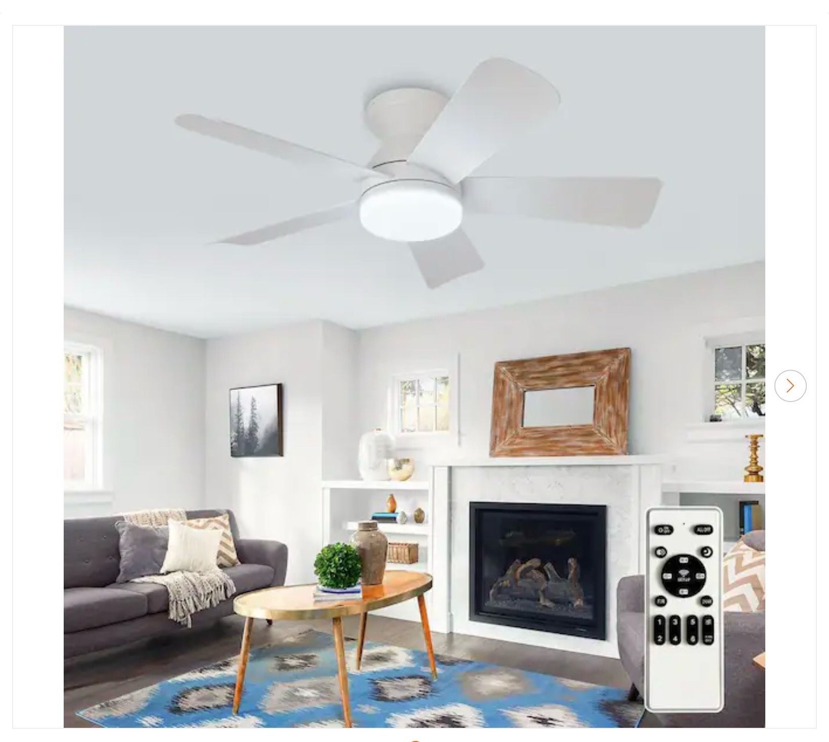 35 in. White Flush Mount Modern Ceiling Fan