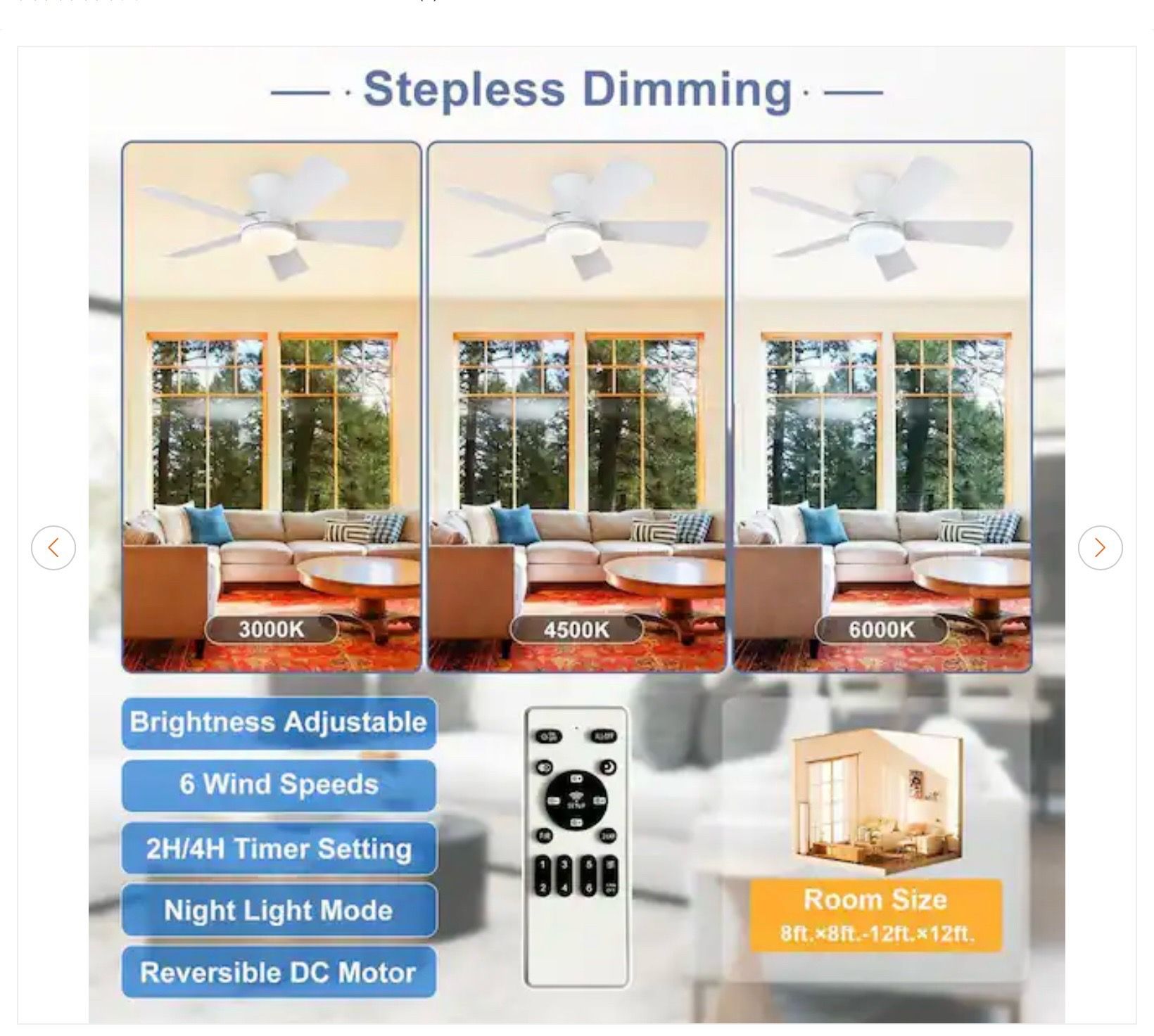 35 in. White Flush Mount Modern Ceiling Fan - photo 3