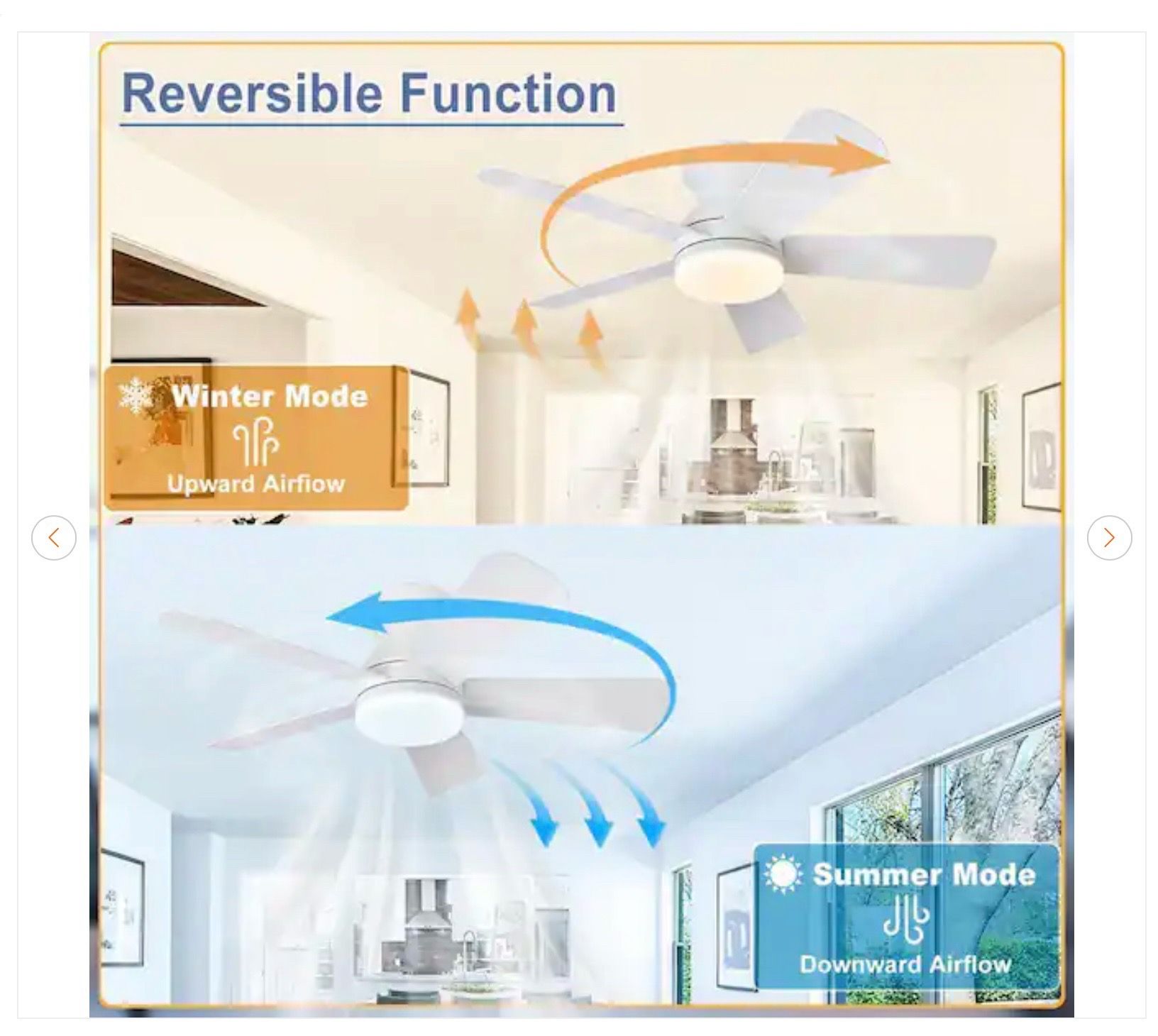 35 in. White Flush Mount Modern Ceiling Fan - photo 4