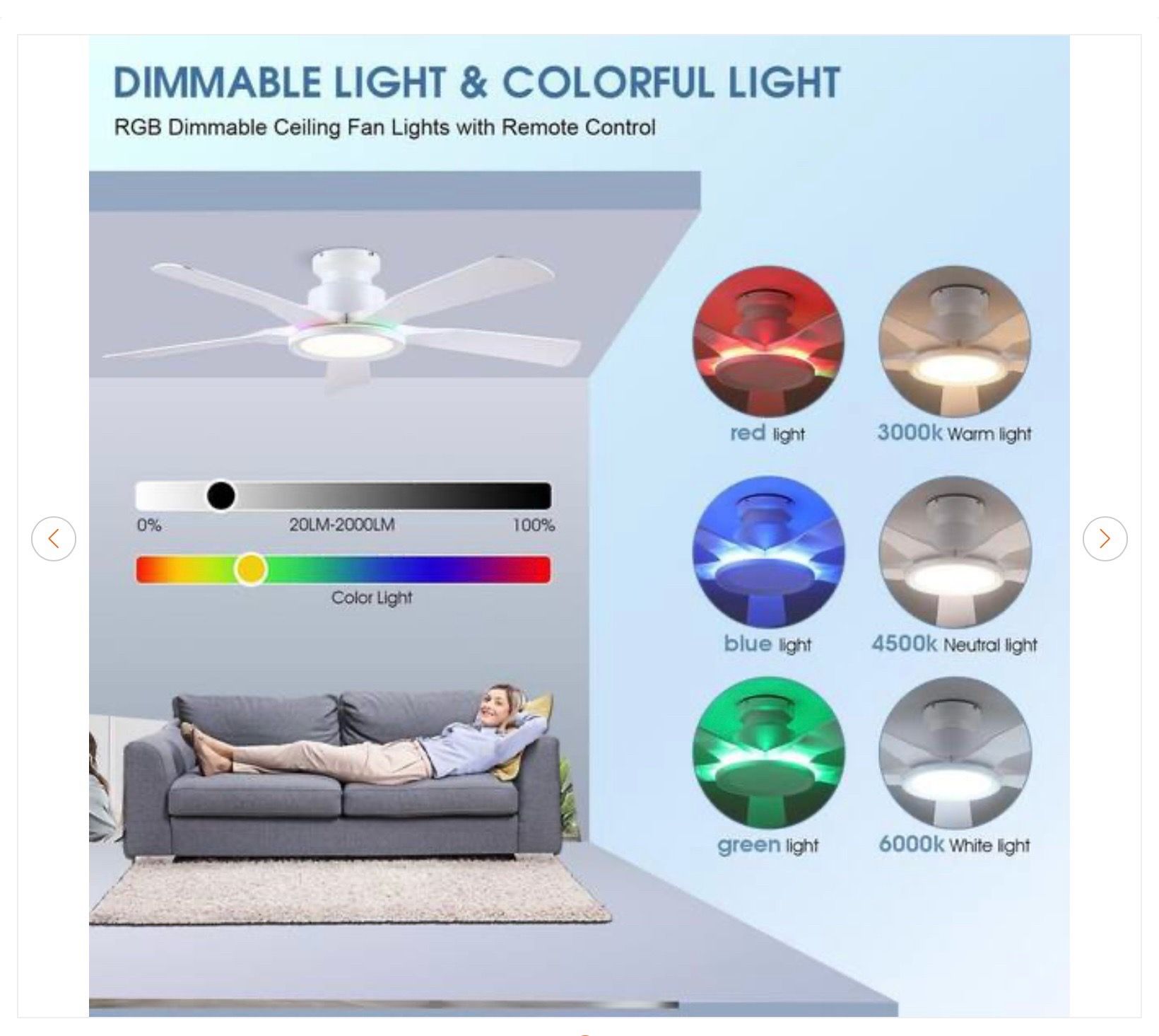 52 in. Indoor/Outdoor Modern White 6-Speed Ceiling Fan - photo 3