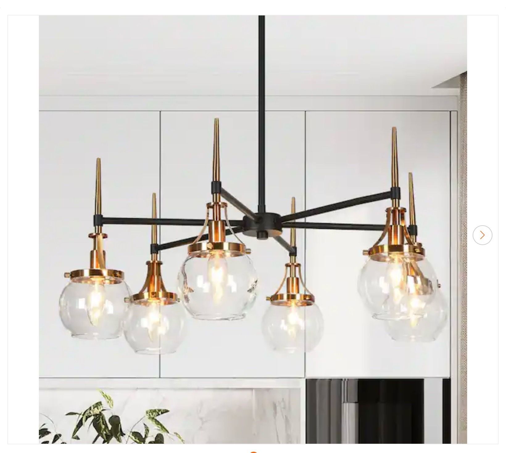 Orbline Modern 6-Light Black and Brass Chandelier