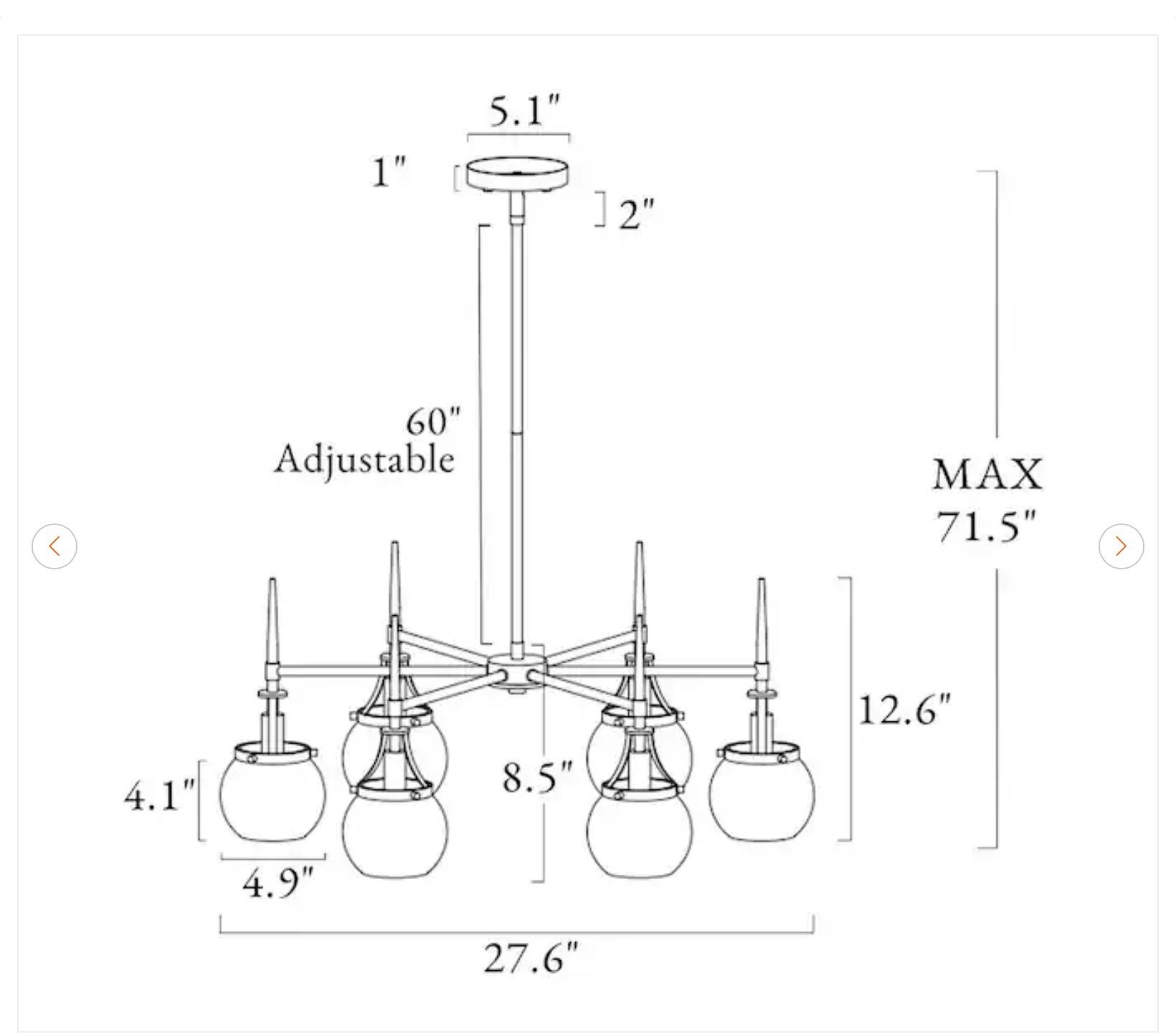 Orbline Modern 6-Light Black and Brass Chandelier - photo 3