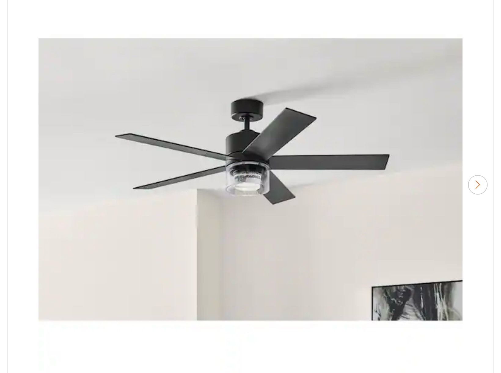 Hampton Bay Crysalis 52 in. Matte Black Ceiling Fan - New