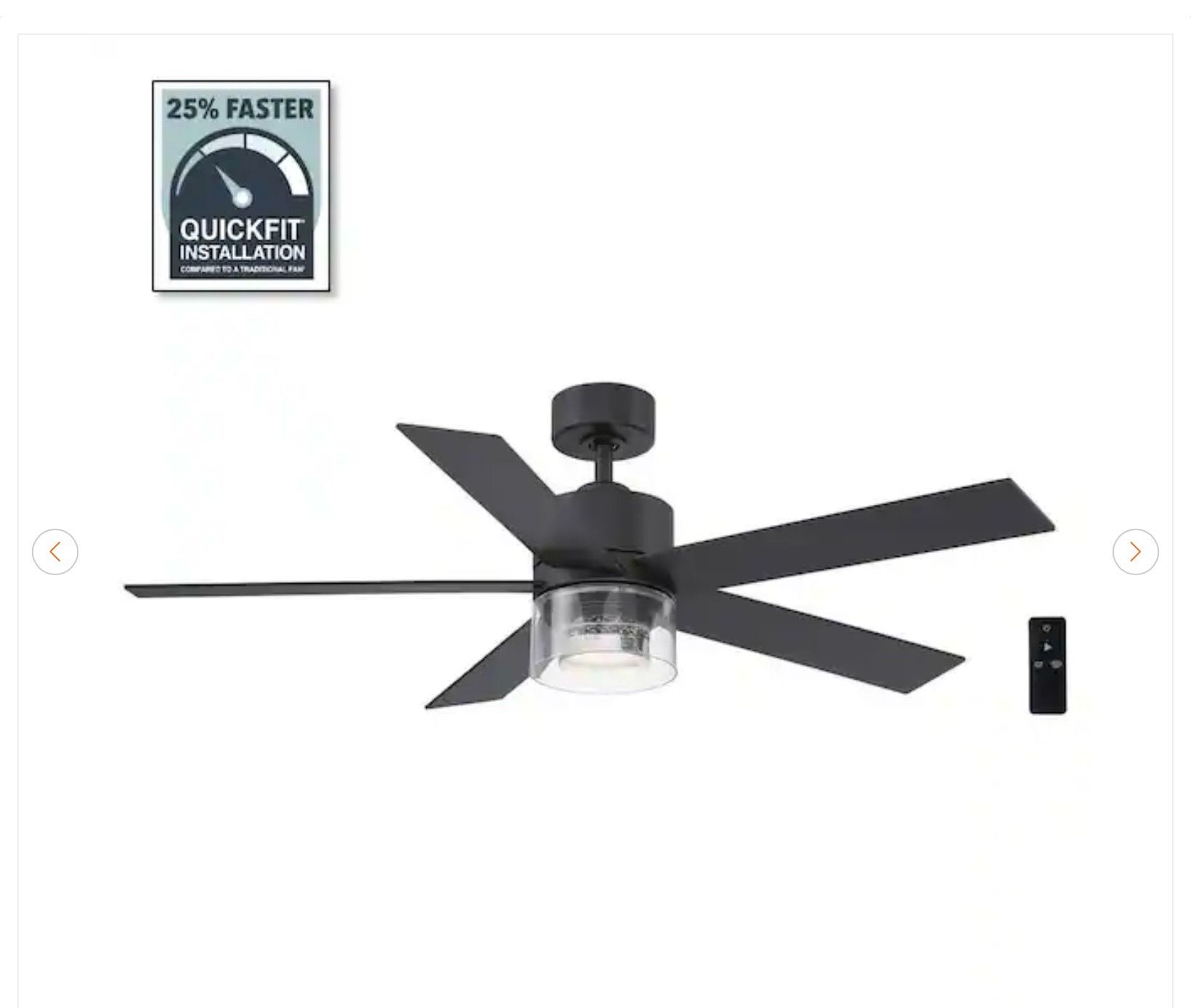 Hampton Bay Crysalis 52 in. Matte Black Ceiling Fan - New - photo 2