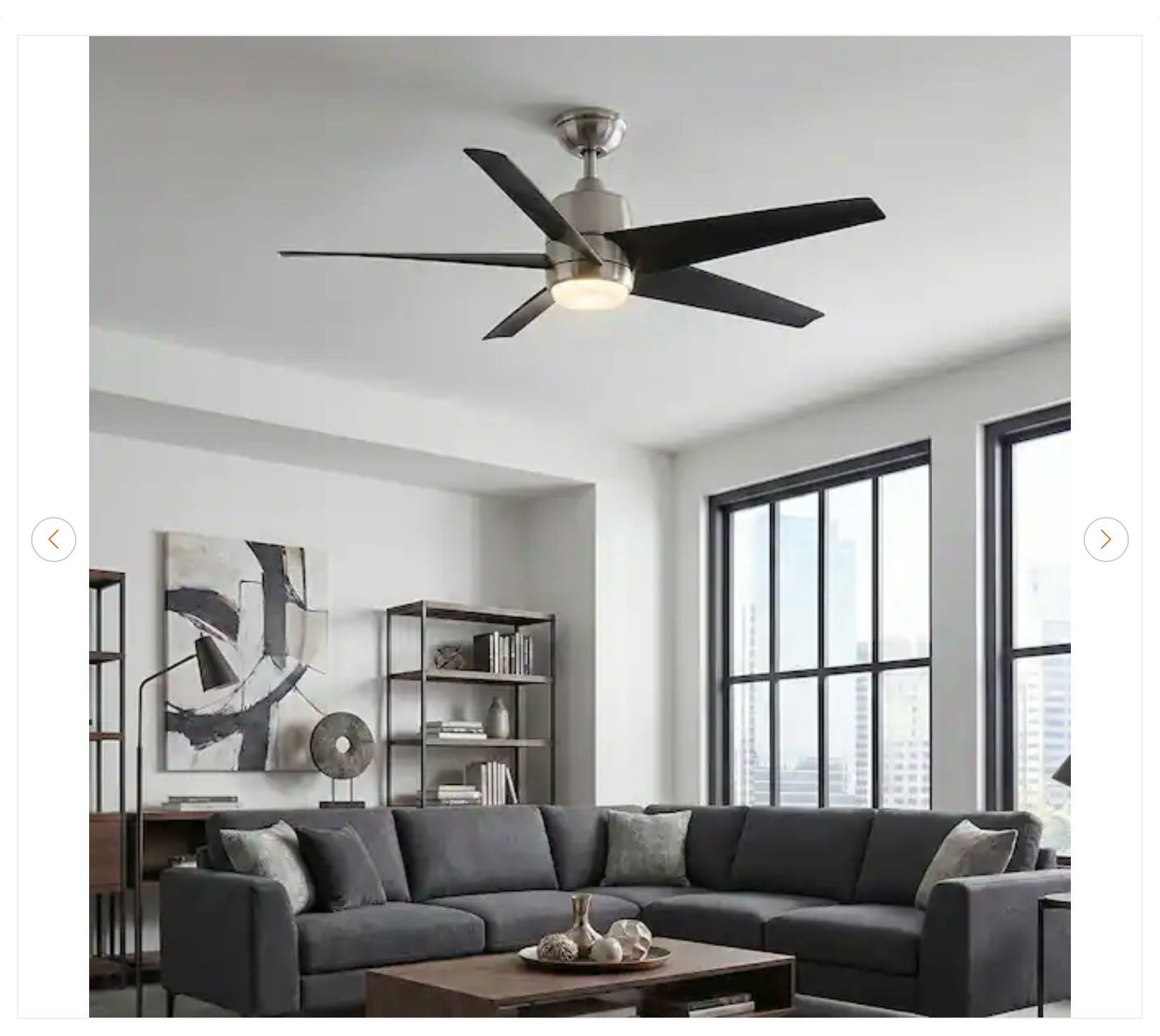 Hampton Bay Mena 54 in. LED Brushed Nickel Ceiling Fan - photo 3