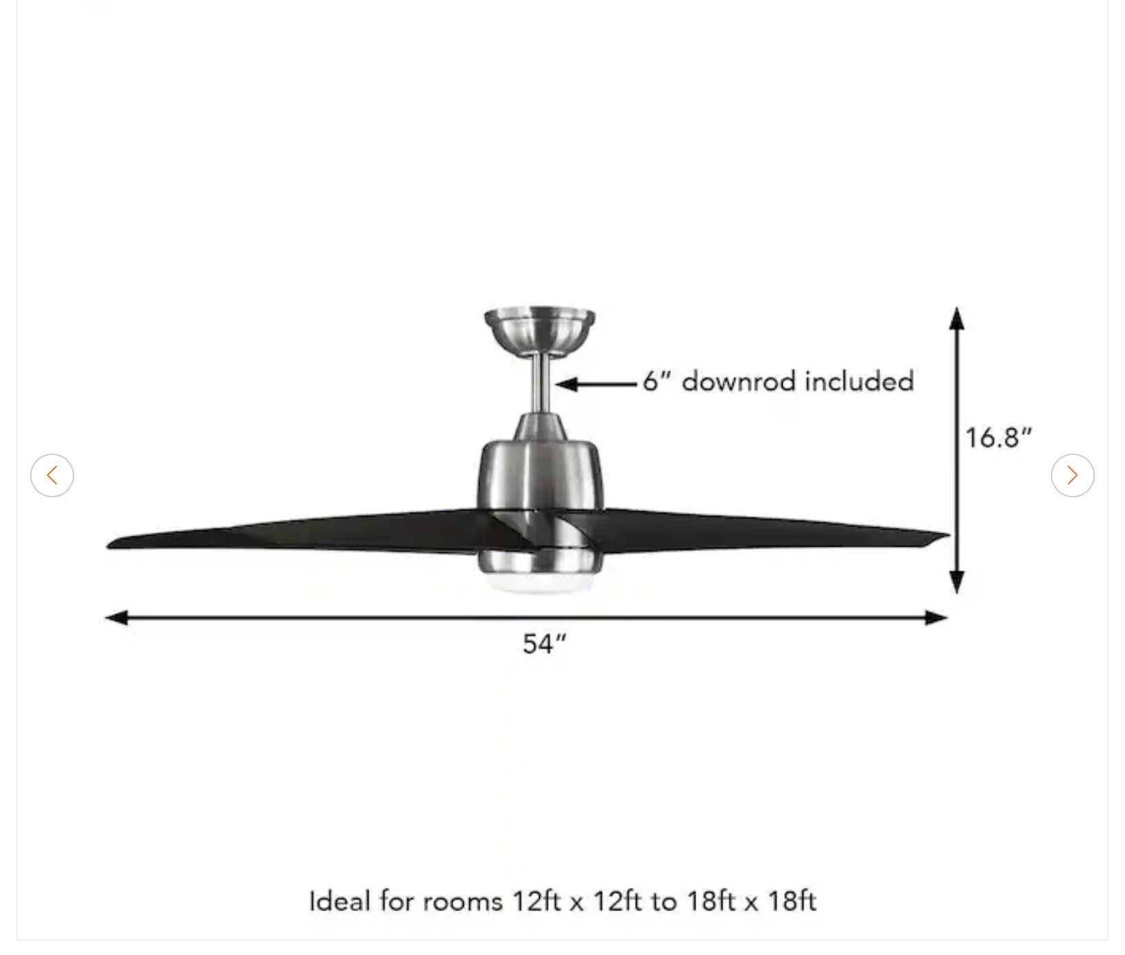 Hampton Bay Mena 54 in. LED Brushed Nickel Ceiling Fan - photo 4