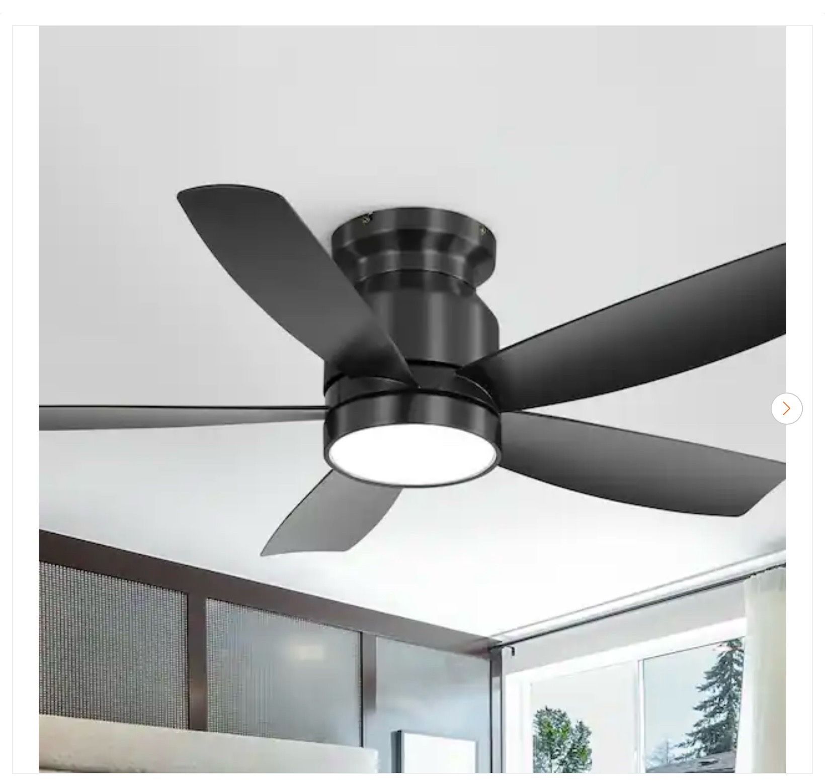 Sofucor 42 in. Indoor/Outdoor Flush Mount Black Ceiling Fan - Ne