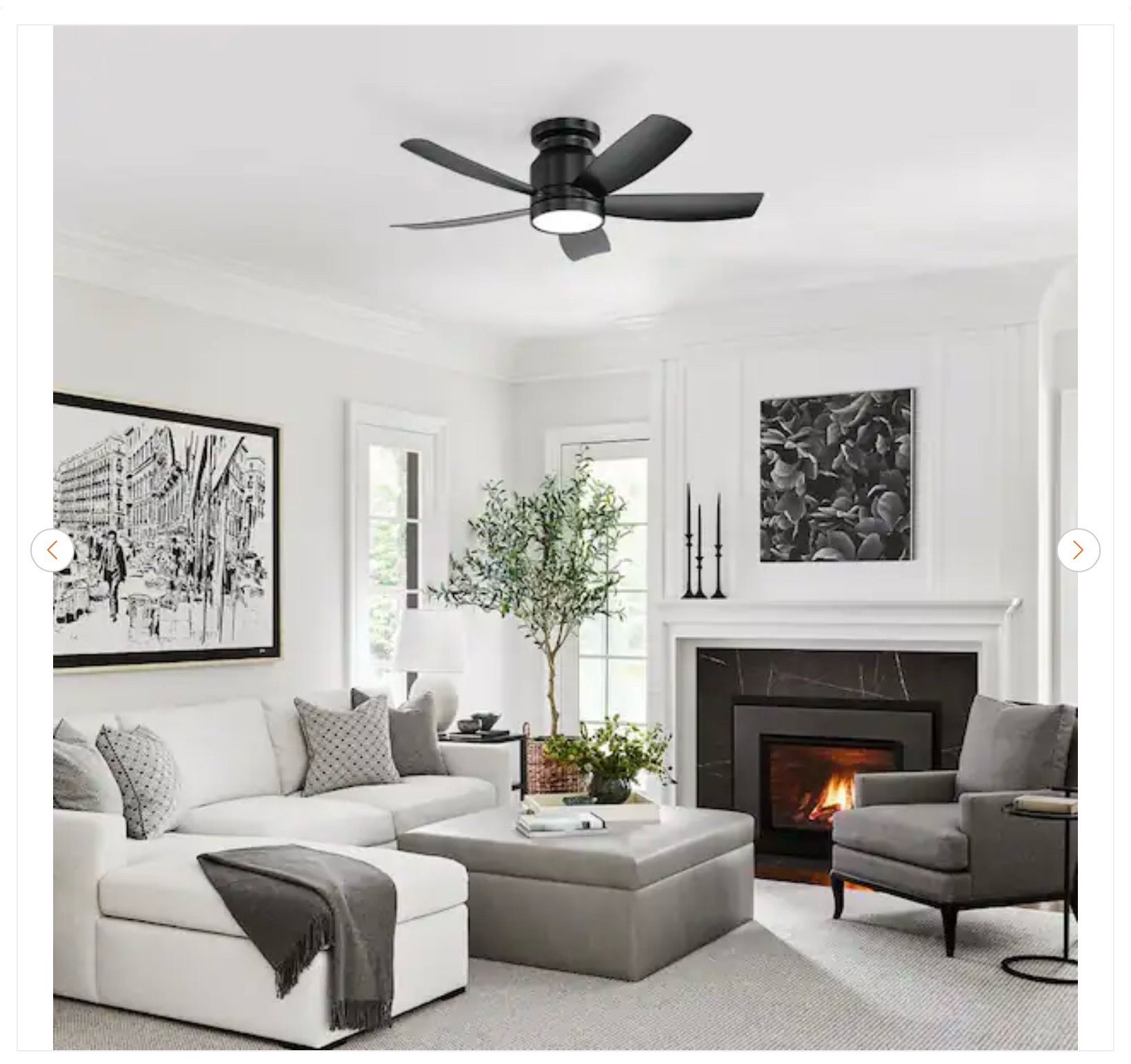 Sofucor 42 in. Indoor/Outdoor Flush Mount Black Ceiling Fan - Ne - photo 2