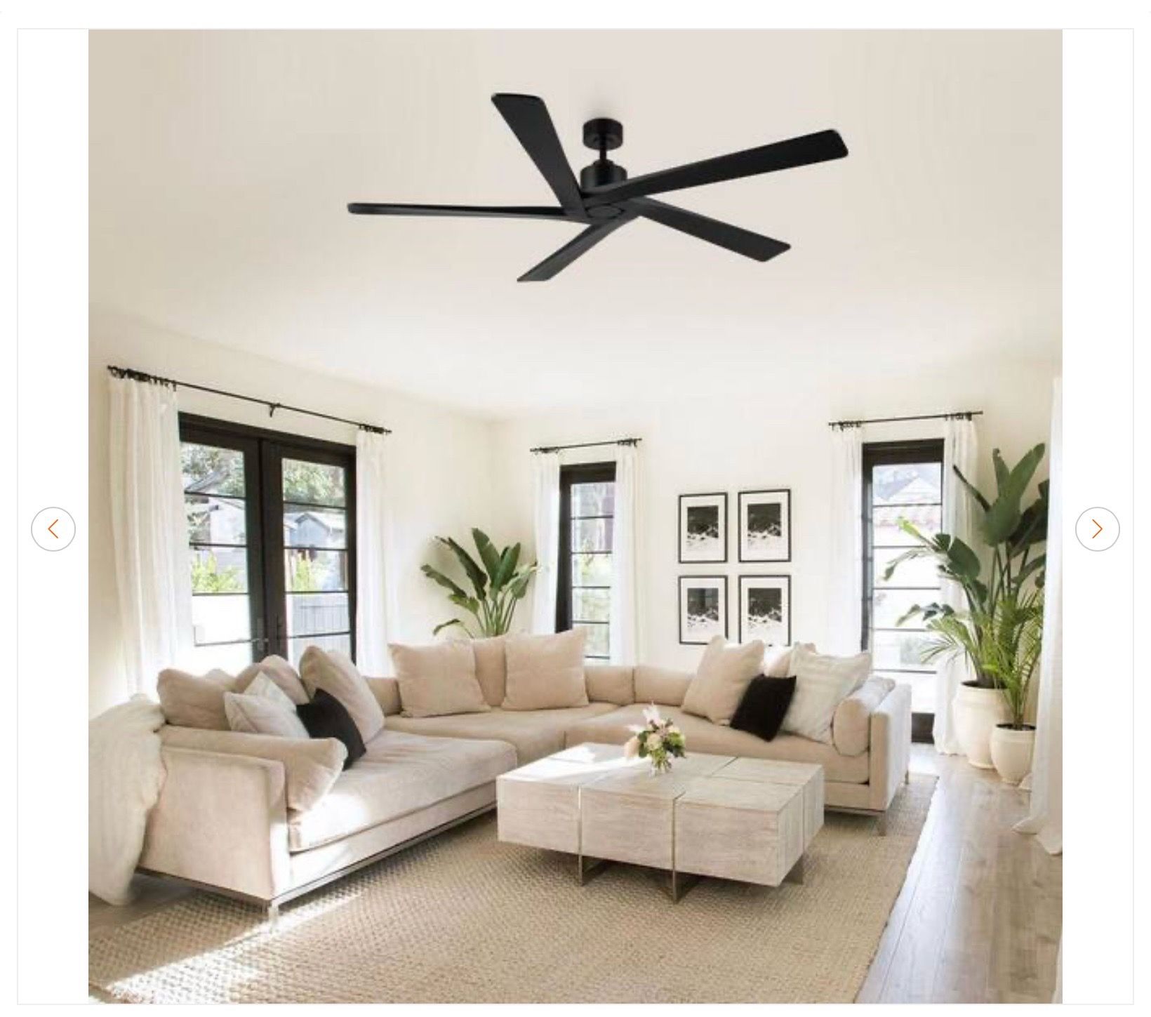 MLiAN 54 inch 5 Blades Indoor Black Ceiling Fan - New - photo 2