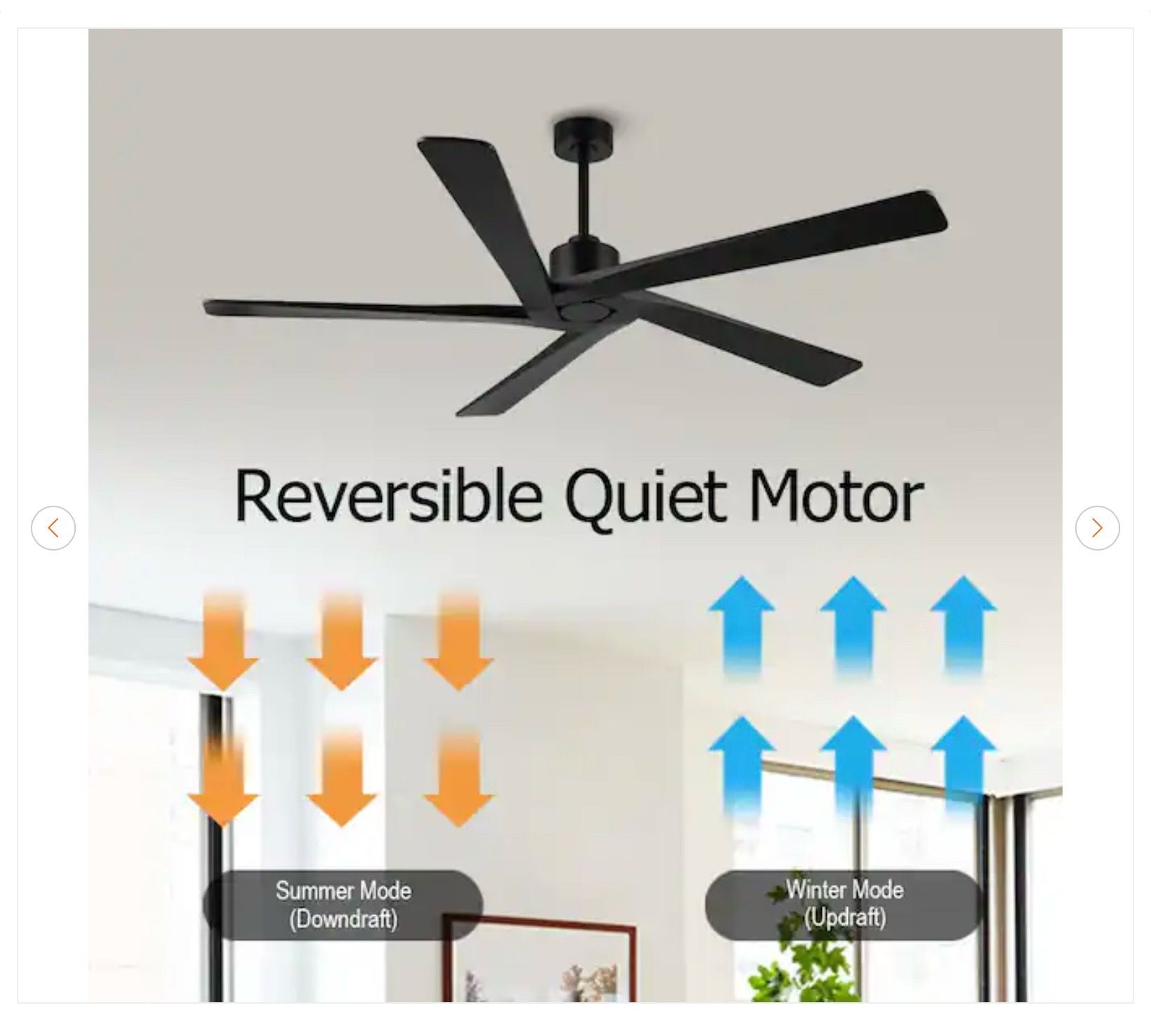 MLiAN 54 inch 5 Blades Indoor Black Ceiling Fan - New - photo 4