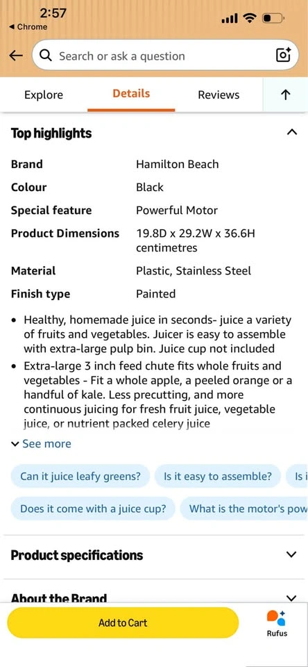 Hamilton Beach Juicer Machine, Big Mouth 3 inch Feed Chute - photo 5