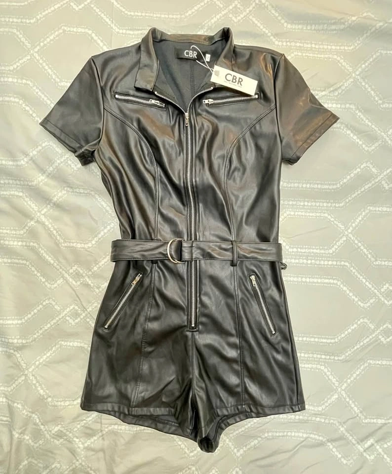 NEW - CBR Faux Leather Romper - SMALL