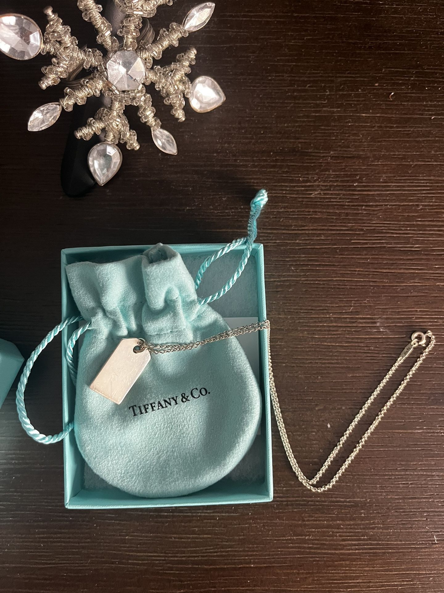 Tiffany & Co. Sterling Silver Rectangle Blank Pendant Necklace - photo 2