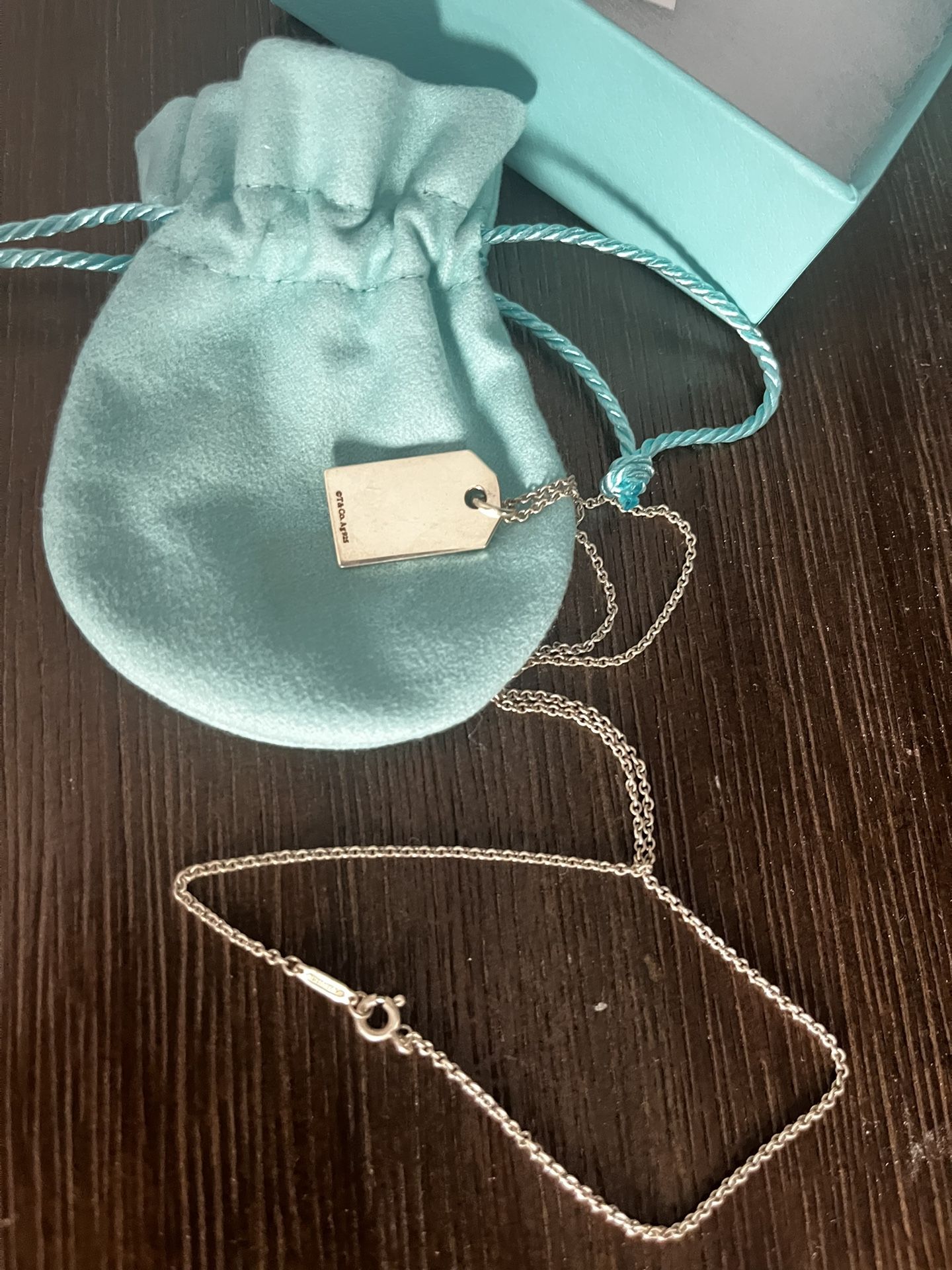 Tiffany & Co. Sterling Silver Rectangle Blank Pendant Necklace - photo 3