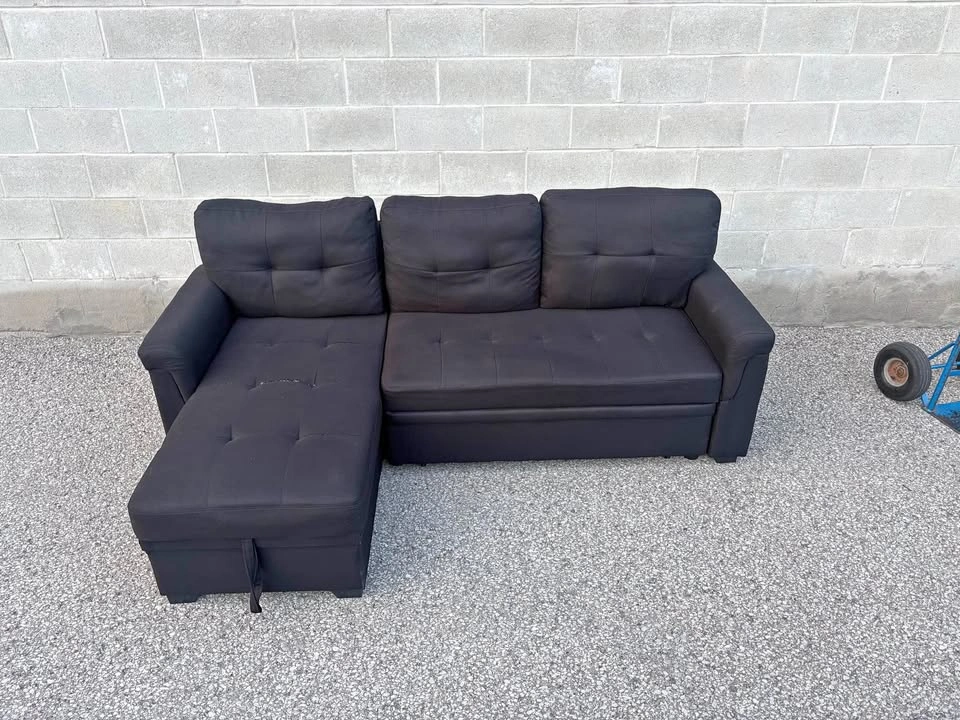 Black Sectional Sofa bed with Storage