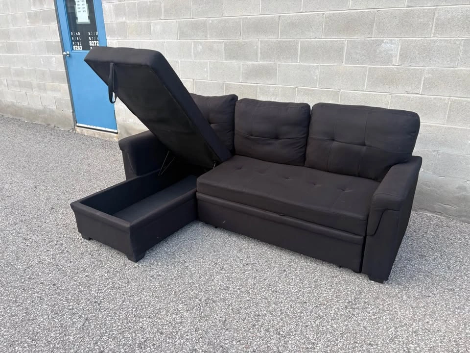 Black Sectional Sofa bed with Storage - photo 2