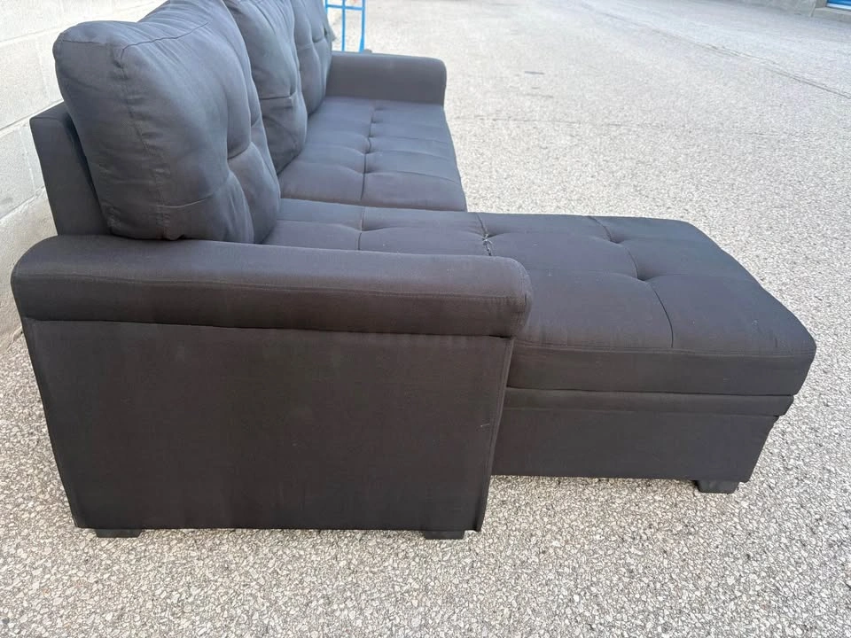Black Sectional Sofa bed with Storage - photo 3