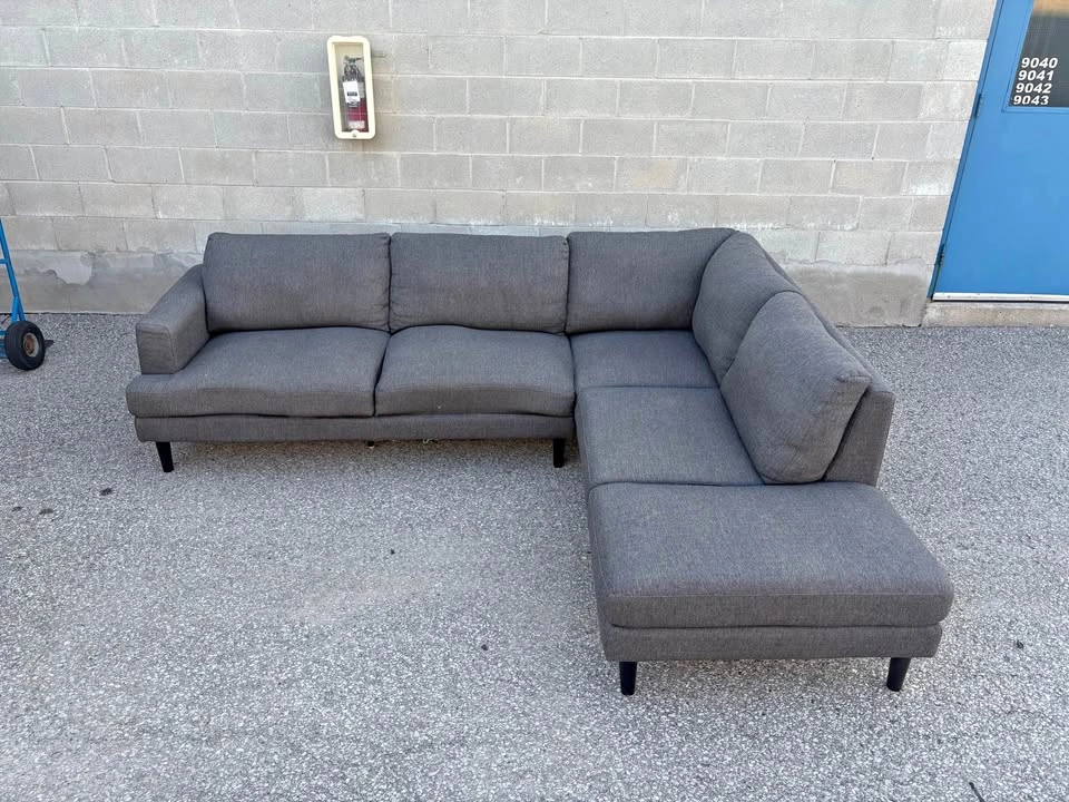 Large Grey Sectional Sofa with Long Chaise