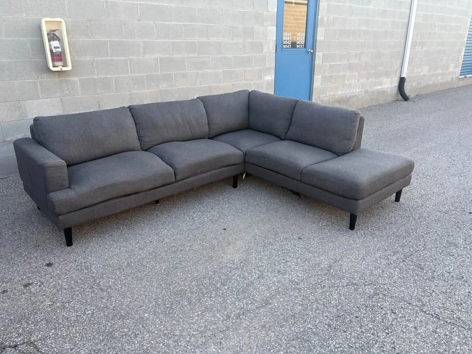 Large Grey Sectional Sofa with Long Chaise - photo 2