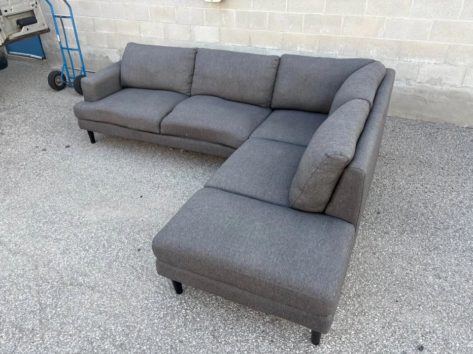Large Grey Sectional Sofa with Long Chaise - photo 3