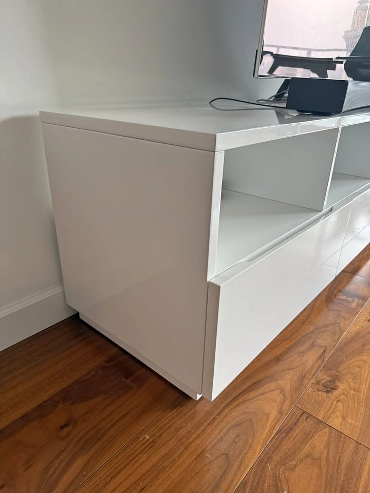 CB2 "Chill" 80" Media Console — High-Gloss White