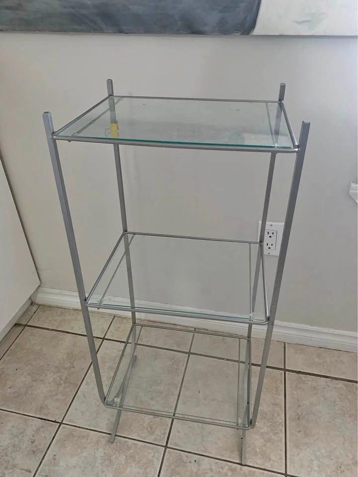 3-Tier Glass & Metal Shelf / Side Table