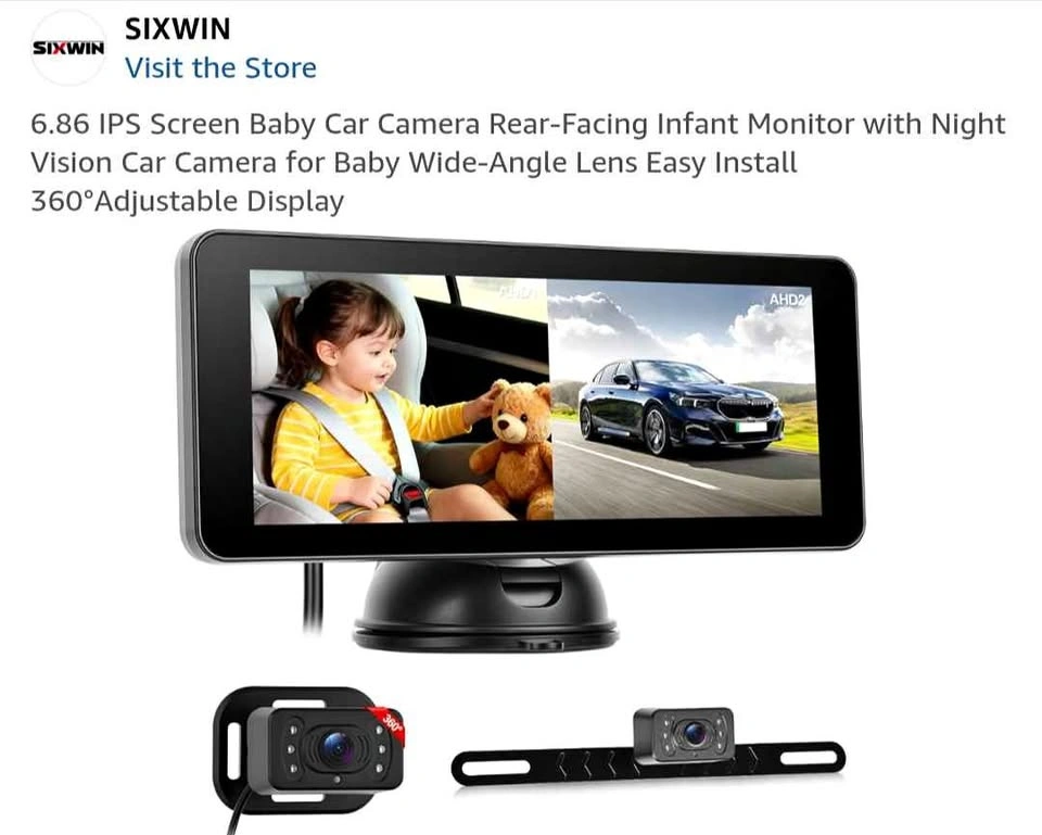 Backseat Camera with Screen and Backup Cam - New