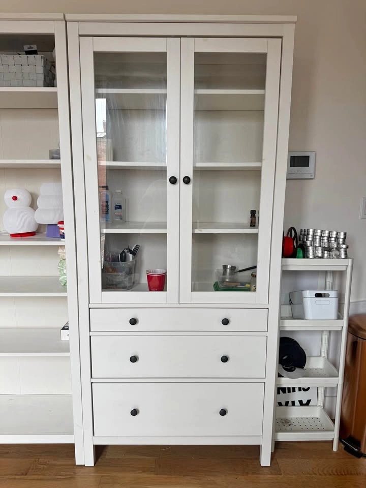 IKEA Glass Door Cabinet w/ 3 drawers