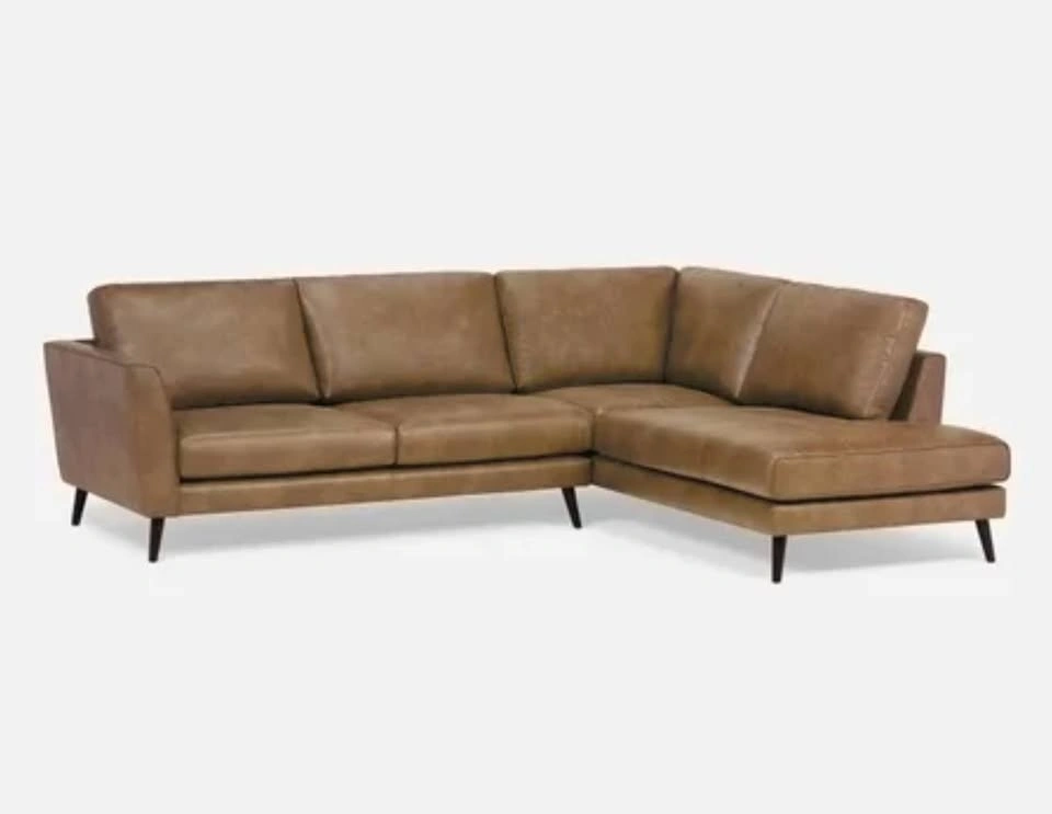 Vegan Leather Right-Facing JEROME Sectional Sofa - Camel