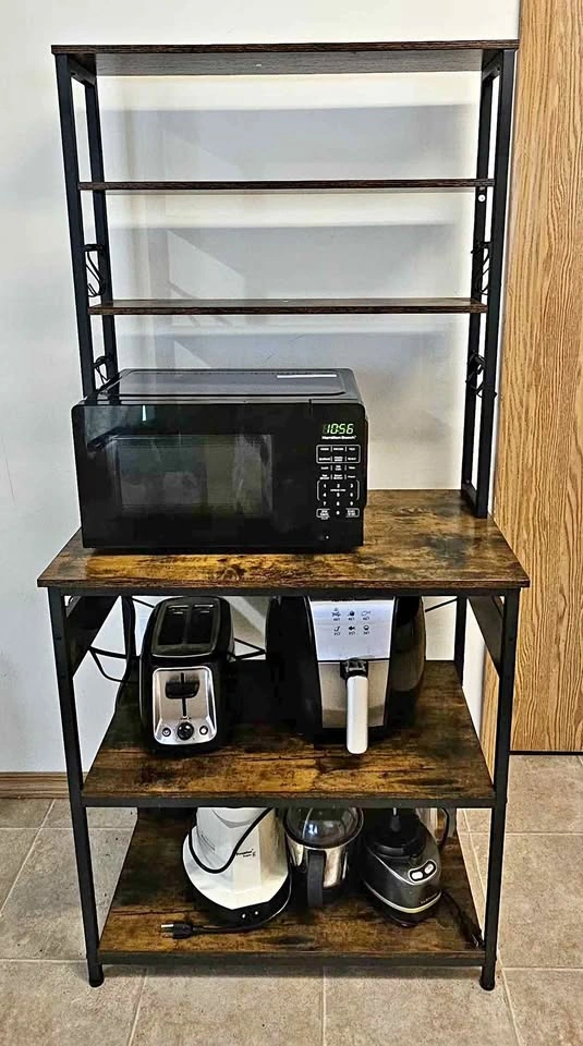 Rustic Industrial Baker's Rack / Kitchen Microwave Stand