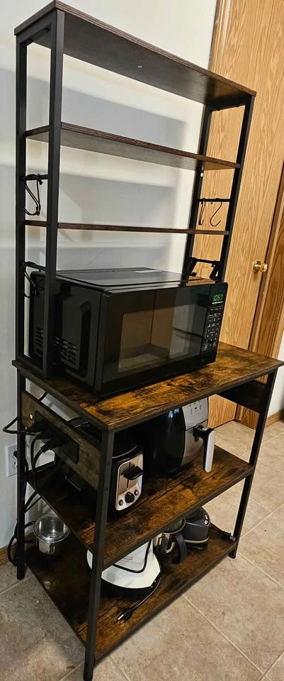 Rustic Industrial Baker's Rack / Kitchen Microwave Stand - photo 2
