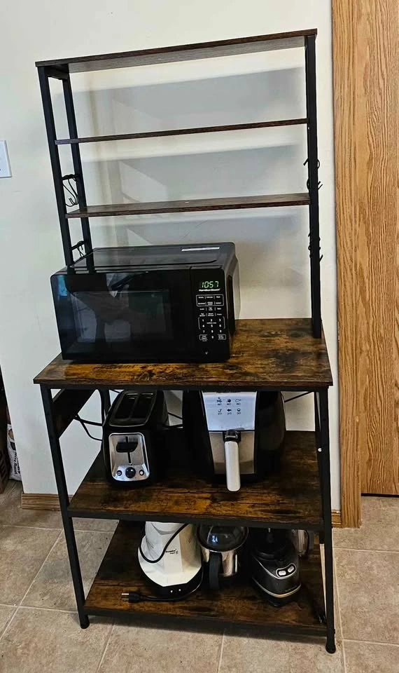 Rustic Industrial Baker's Rack / Kitchen Microwave Stand - photo 3