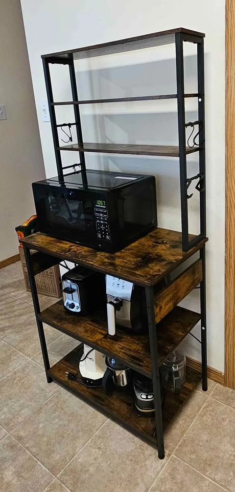 Rustic Industrial Baker's Rack / Kitchen Microwave Stand - photo 4