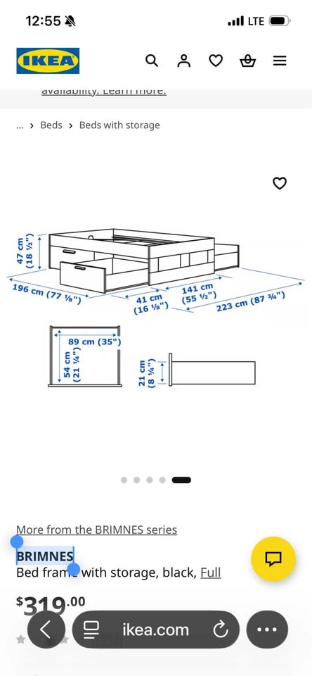 BRIMNES double bed with drawers - photo 3