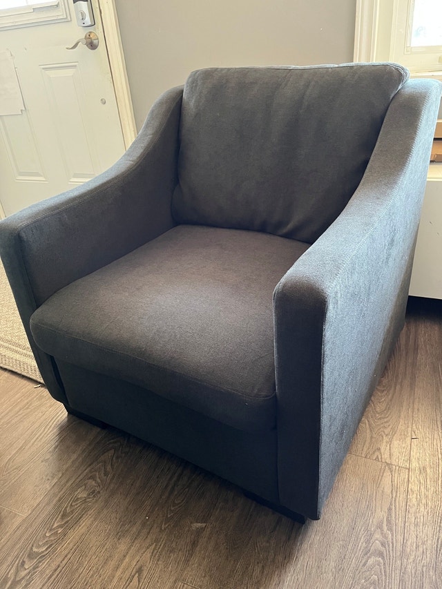 Low Profile Charcoal Grey Sofa Chair - NEW