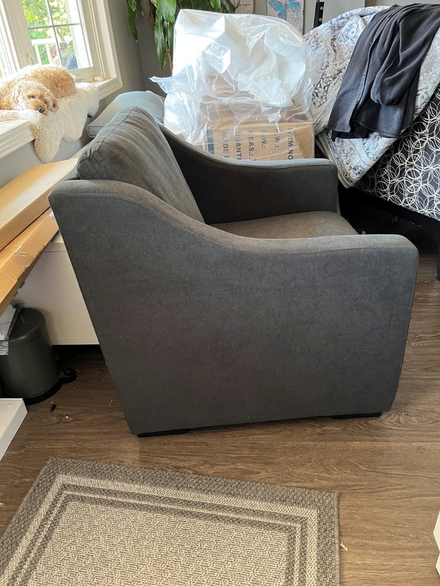 Low Profile Charcoal Grey Sofa Chair - NEW - photo 3
