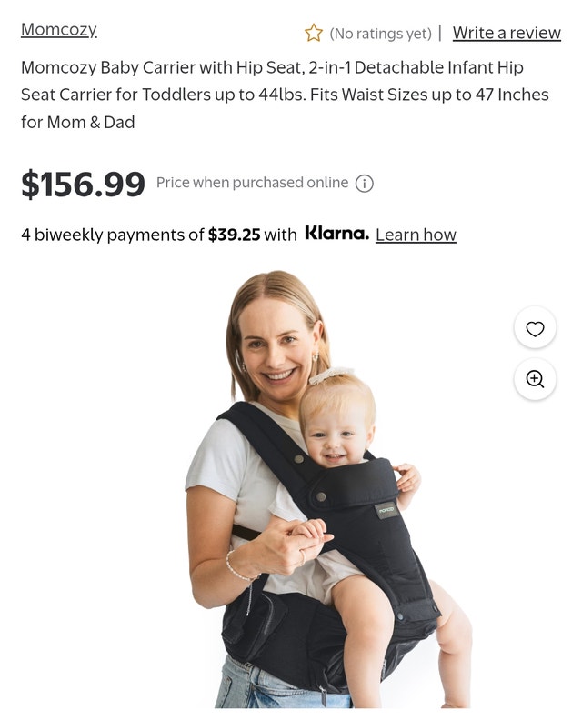 Momcozy 2-in-1 Ergonomic Hip Seat Baby Carrier