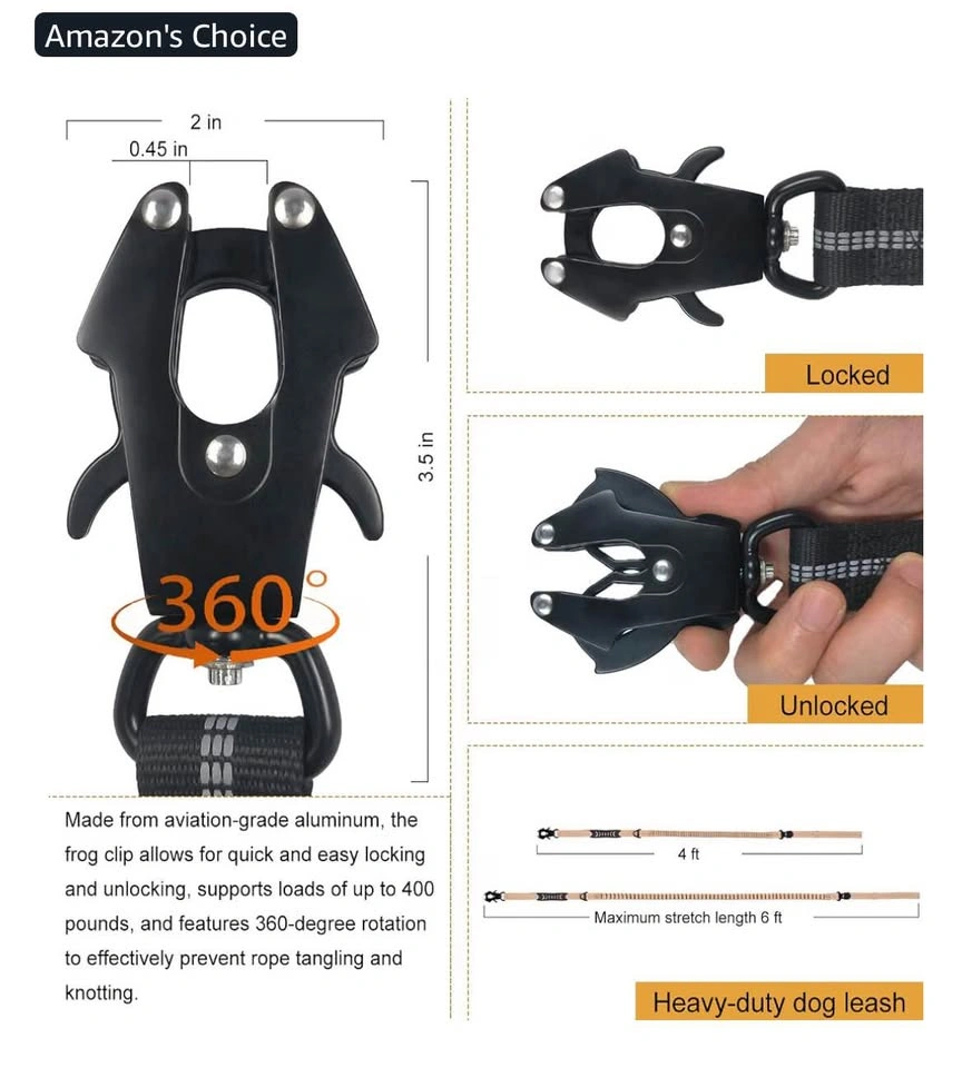 Heavy Duty Bungee Dog Leash with Frog Clip - photo 3