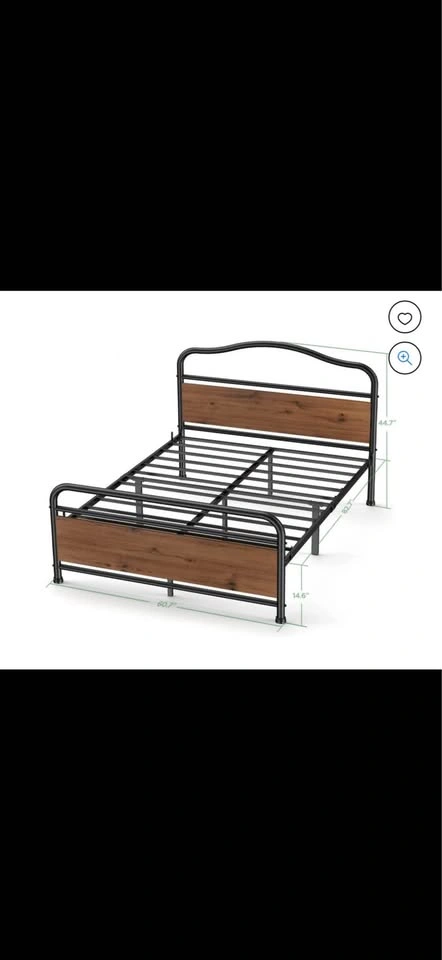 Queen Metal Platform Bed Frame – Black – No Mattress - photo 2