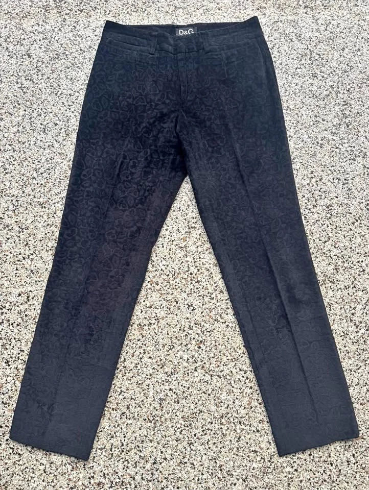 D&G Black Floral Velvet Pants IT48