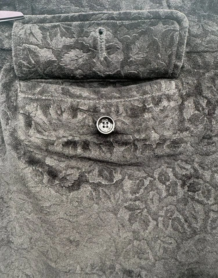 D&G Black Floral Velvet Pants IT48 - photo 5